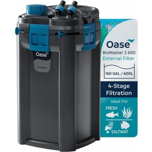 OASE BioMaster 2 600 Canister Filter for Aquariums  External Aquarium Filter with EasyClean Pre-Filter  Quiet Performance  Freshwater & Saltwater, Up to 160 Gallons