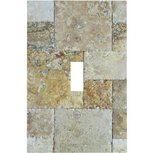 Mini Pattern Tumbled Mosaic Tile Stone Print Decorative Light Switch Cover 1 Gang Single Toggle Device Electrical Faceplate Switchplates Decorator Outlet Wall Plate for Bathroom Kitchen Home Decor