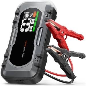 Car Battery Jump Starter 6000A Jump Box 65W Fast Charging (All Gas/12.0L Diesel), Portable Car Jump Starter Battery Pack, Battery Jumper Starter with Extended Jumper Cables, 600 Lumens Lights