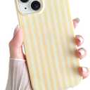 Yeddabox for iPhone 15 Case Cute Striped Phone Case Soft TPU Slim Shockproof Phone Cover for Women Girls, Yellow