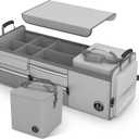 LIBZAKI Oversize 4 in 1 Car Trunk Storage Organizer, Multi Compartment Collapsible Trunk Storage Box with Cooler Bag for Car Truck SUV-Gray