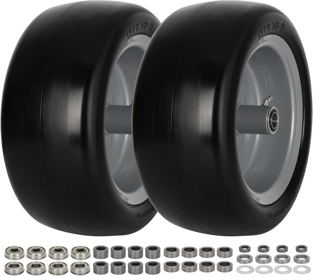 13x6.50-6 Lawn Mower Tires Flat Free for Zero Turn Mower, 5.5" Centered Hub