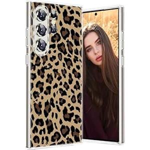 S25 Ultra Case for Samsung Galaxy S25 Ultra 5G Phone Case Women Girls, Cute Skull Rose Flower Design, Slim Silicone Bumper Anti-Scratch Shockproof Protective Cover for Samsung S25 Ultra 5G (Leopard)