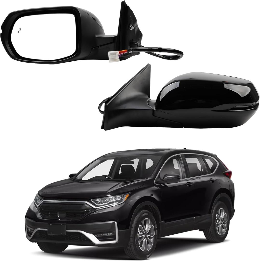 Dasbecan Left Driver Side Mirror Compatible with Honda CRV 2017-2022 Manual Folding Power Glass Heated with Turn Signal Light Blind Spot Detection BSD Replaces 76251T1WA01ZF 9Pins