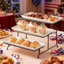 Gomakren 3 Tier Serving Trays Stand Porcelain Serving Platters 12 Inch White Serving Plates Dinner Platters for Appetizer Snack Fruit Cup Cake Tray Display Mothers Day Serving Dishes for Entertaining
