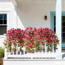 Homsunny Artificial Fake Flowers Plants UV Resistant, Faux Petunias Silk Flowers for Outdoors No Fade, Fake Outdoor Flowers for Planters Spring, Realistic Home Garden Balcony Yard Decor (Red)
