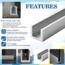 Wesiti 4 ft 1/4" Aluminum U Channel 1/16" Wall x 3/8" High Clear Anodized