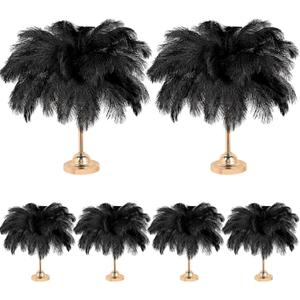 80 Pcs Large Natural Ostrich Feathers Plumes 14-16 Inch Bulk for DIY Crafts Wedding Party Centerpiece Vase (Black)