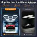 Bevenus Hexagon Garage Lights, 399W 6500K Super Bright LED Ceiling Light, Easy Install DIY Honeycomb Hex Light for Basement Workshop Warehouse Gym Car Detailing Shop (14 Grids)
