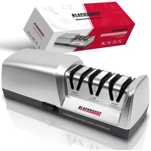 BLACKBADGE Professional Electric Knife Sharpener for Kitchen Knives, 3-Stages Sharpener System with Diamond Abrasives, Quickly Sharpening, Repair/Restore/Polish Blades