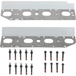 Left and Right Exhaust Manifold Gasket Bolt Stud Nut Set Compatible with 2009-2020 Dodge Challenger Ram 1500 2500 3500 Chrysler 300 Jeep Commander Grand Cherokee 5.7L Replaces 6505316AA