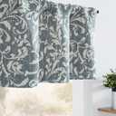 jinchan Valance Curtain for Kitchen Living Room Farmhouse Vintage Cottage Valance Room Darkening Bedroom Window Treatment Light Filtering Rod Pocket 1 Panel 16 Inch Blue