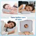 Ear Piercing Pillow with Comfort Hole for Side Sleepers, Relief from Ear Pain and Pressure After Piercing or Surgery, Soft Contour Sleeping Pillow (Gray)