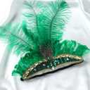 5 Pcs Feather Headpiece Accessories Set, Green Carnival Costume Set with Beads Necklaces and Feather Boa, 1920s Flapper Accessories for Women Costume Masquerade Party