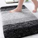 Arotive Microfiber Bathroom Rugs, Shaggy Soft and Absorbent Bath Rug, Non-Slip, Thick Plush Machine Washable Dry Bath Mats for Bathroom, Tub and Shower, 34x21, Black, Rectangular