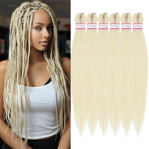 Blonde Braiding Hair, 22 Inch 6 Pack Pre Stretched Braiding Hair For Braiding Women Hair, Prestretched Braiding Hair For Knotless Braid, Soft Yaki Synthetic Hair For Crochet Braids(22in,6bundle,613#)
