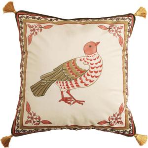 Bilin Gaier Designer Vintage Velvet Throw Pillow Cover,18"x18"-Marianne D Elegant Square Pillow Cover,Concealed Zipper,Floral and Bird Pattern,Sofas,Bedroom,Living Room,Lounge Chairs,Decor