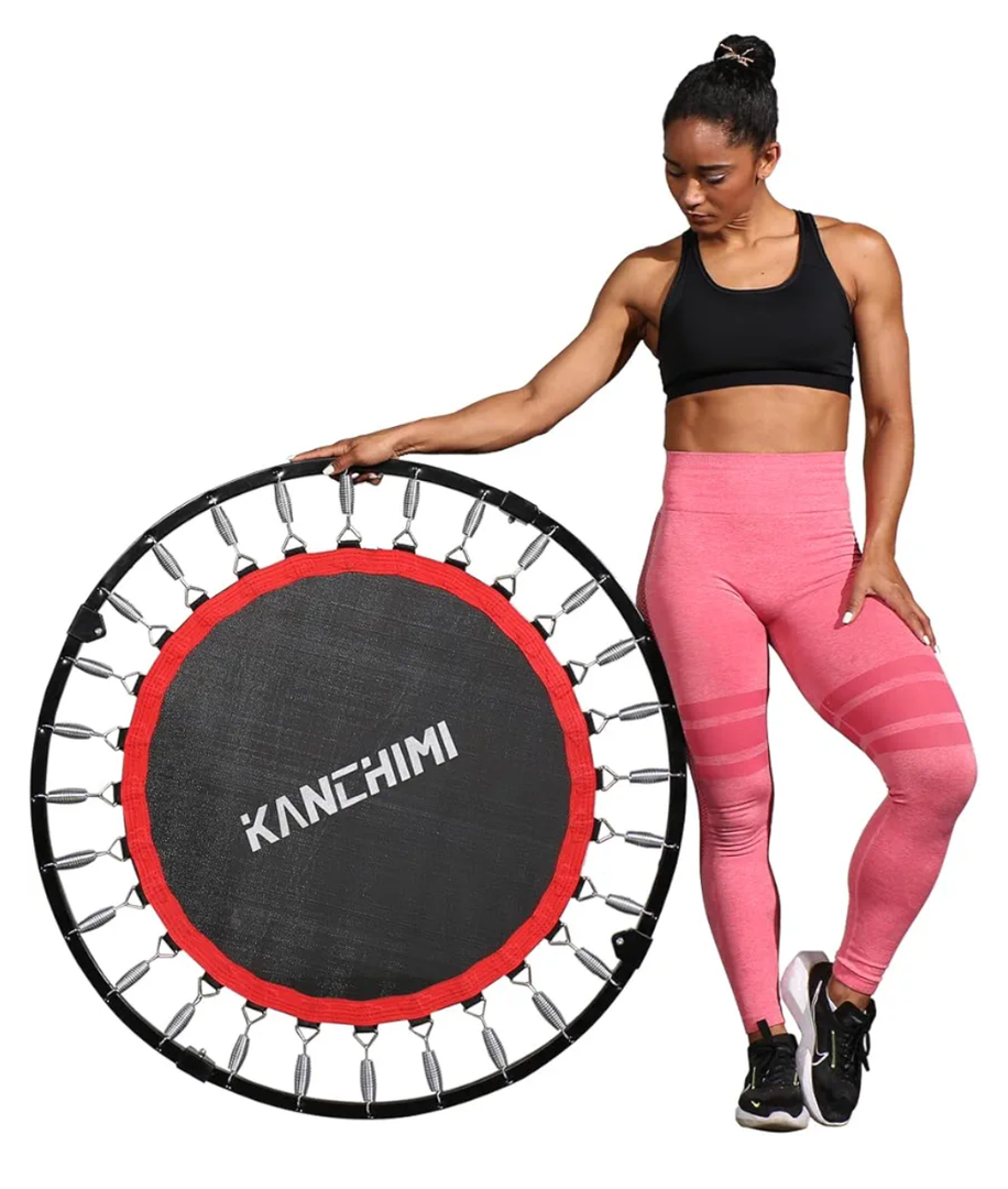 Kanchimi 40" Folding Mini Fitness Indoor Exercise Workout Fitness Rebounder Trampoline for Adults, Max Load 330lbs(Black)