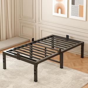 FUIOBYVV Twin Bed Frames, 18 Inch Heavy Duty Metal Platform Bed Frame Twin Size Support Up to 3500 lbs, No Box Spring Needed/No Shaking/Steel Slat Support/Noise Free/Easy Assembly