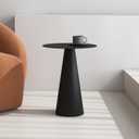 Round Modern Metal Side Table, Minimalist Accent Table for Small Spaces Cocktail and Drink Table for Living Room Bedroom, Black