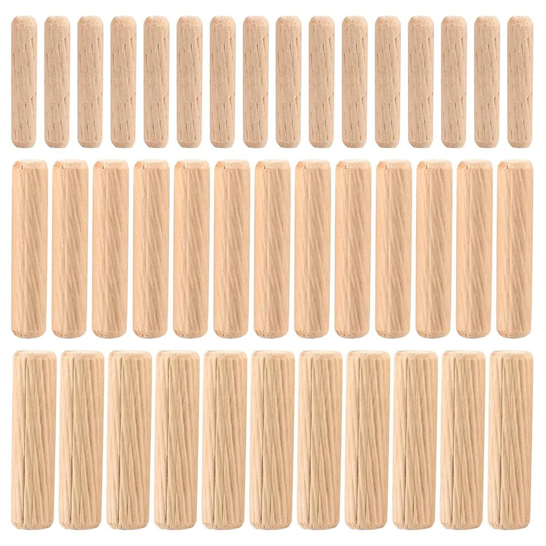 90 Pcs Wooden Dowel Pins, Straight Groove Wooden Dowel Pins with Beveled Ends Tapered, Easy Insertion, for Furniture Door Art Crafts Projects, M6 M8 M10