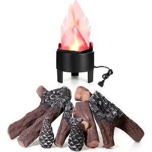 Sawysine Electronic 3D Led Fake Flames Effect Night Lamp Led Artificial Flickering Fire Flame with 10 Pieces Gas Fireplace Logs Simulated Fire Lamp for Halloween Christmas Indoor Home Party Decoration