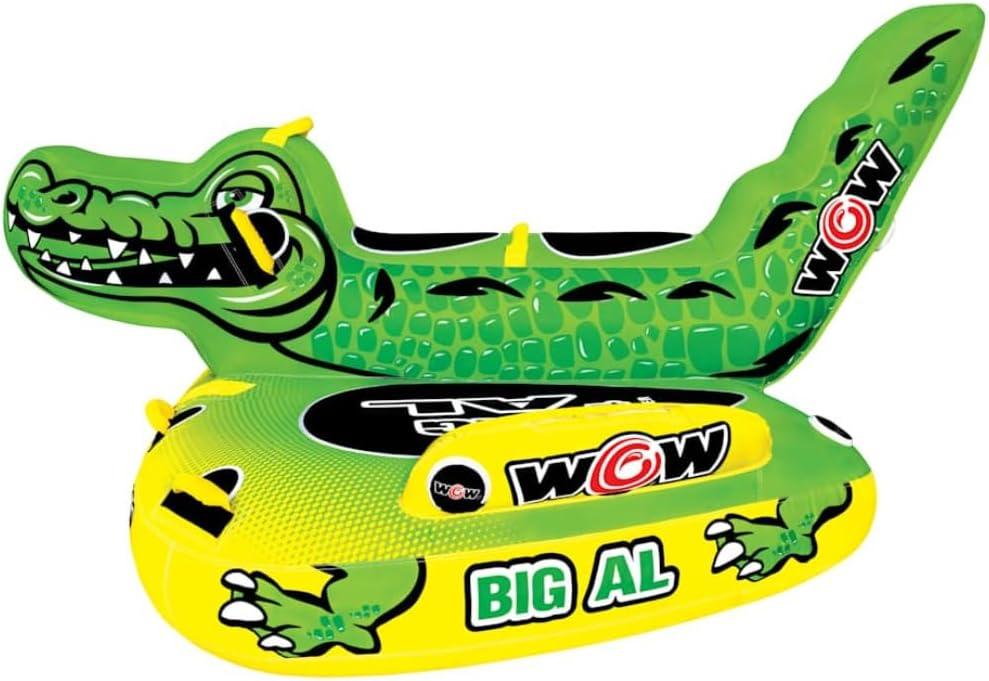 Wow Sports Big Al Alligator Towable Tube - 1-4 Person - 680 lb Capacity - Nylon Cover - for Boating - Youth & Adults, One