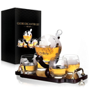 Flybold Whiskey Globe Decanter and Glass Set Antique Ship Masterpiece Great Gift for Men 28 oz 850 ml 4 globe Glasses for Whisky Brandy Scotch Bourbon