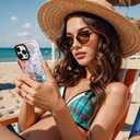 2 x ChiCsFleur for iPhone 13 Pro Max Case, TPU Phone case with Camera Protection for Women Girls Teens - Coastal Collage Pink Bow Disco Ball Y2K Gift Tropical Floral Blue White Sorority Aesthetic Unique (MarineOcean)