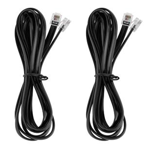 LanSenSu RJ12 Cable Phone Cord RJ12 6P6C Male to Male Straight Wired for Both Data and Voice Use - 2Pack (Black, 6.6FT)