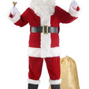 Santa Claus Costume 11pcs Deluxe Santa Suit Adult for Men Professional Santa Outfit for Christmas Party Cosplay M