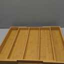 Purawood Kitchen Drawer Organizer - Expandable Utensil Drawer Organizer for Kitchen, Cutlery Tray & Silverware Organizer, 3-5 Slots - Bamboo Organizer for Utensils & Flatware (Natural)