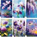 Geyoga 6 Pieces Purple Flowers Kitchen Towels Absorbent Dish Towels Decorative Tea Washcloth for Spring Summer Kitchen Bathroom Home Decor, 16 x 24 Inch (Purple, Blue)