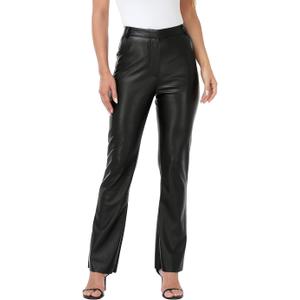 HDE Women's Faux Leather Pants High Waisted Straight Leg Trousers with Pockets (Black), XL