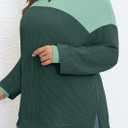 Womens Plus Size Sweatshirt Color Block Side Split Long Sleeve Crewneck Casual Loose Pullover Shirt Top (XXXL)