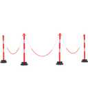 4 Pack 34 Inches Traffic Delineator Post Cones, Portable Orange Safety Driveway Barrier with Weighted Rubber Base, Reflective Collars, 5 FT Plastic Chain for Road Safety,Parking Lot