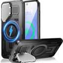 WASTROYAL Camera Stand Case for Galaxy S25 Edge, [Compatible with MagSafe][Lens Cover] 2025 Version Military Grade Protective Soft Case for Samsung Galaxy S25 Edge 6.7" Men Women, (Black)