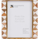 Handicrafts Home Wood 4x6 Picture Frame, White & Wood photo frame for vintage Decor, Boho Chic Decorative Frame for Wall & Tabletop, Brass Frame, Vintage Farmhouse Boho Home Decor, Desk Decor, Gallery Wall- Halo Ivory