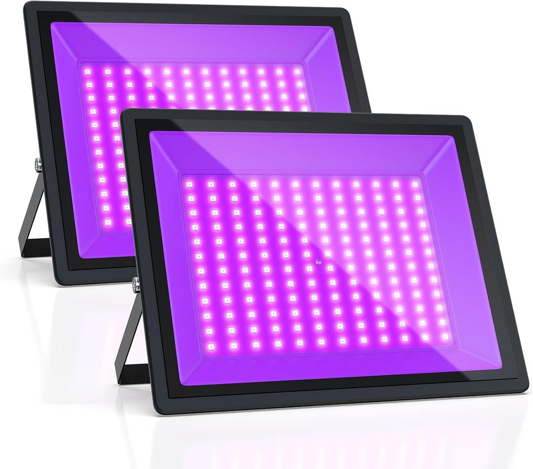 150W UV Black Light, 2 Pack Powerful IP66 Waterproof LED Lamps for Neon Glow Party, Halloween, Christmas Decor and Art Displays in Large Space (150W (2 Pack))