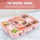 Caperci Snackle Box Container - Large 10-Compartment Divided Serving Tray with Lid and Handle, Built-in 2 Dip Containers, Dishwasher Safe, Leak-Proof, Wheat Straw, BPA-Free (Pink)