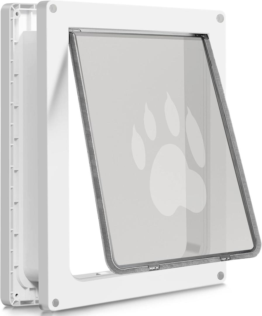 CEESC Dog Door for Pets Up to 45 lb, Weatherproof Pet Door for Cats and Dogs, Durable, Snap-in Closing Panel Included, Suitable for Interior and Exterior Doors(Medium White)