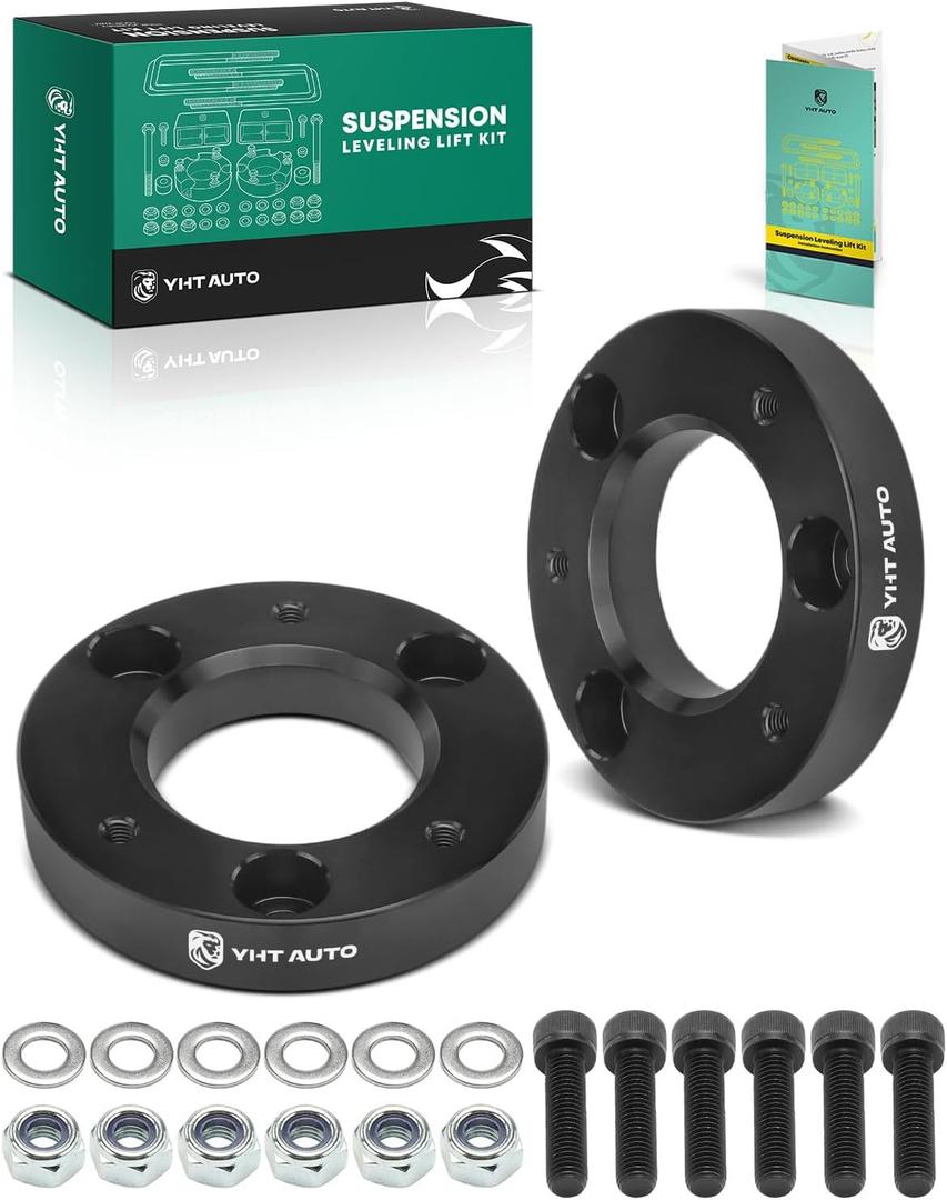 YHTAUTO 1.5 Inch Front Leveling Lift Kit Fit 2004-2026 Ford F-150, 2003-2018 Expedition, 2006-2008 Lincoln Mark LT | RWD/4WD | Spacers Raise the Front By 1.5 Inch | 2PCS Suspension Leveling Kit