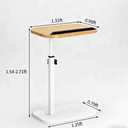 Adjustable C Table End Table, Height Adjustable 360° Swivel TV Tray Table for Small Spaces, Sofa Bedside Laptop Side Table That Slides Under Couch, Living Room & Bedroom (Natural Wood/White)