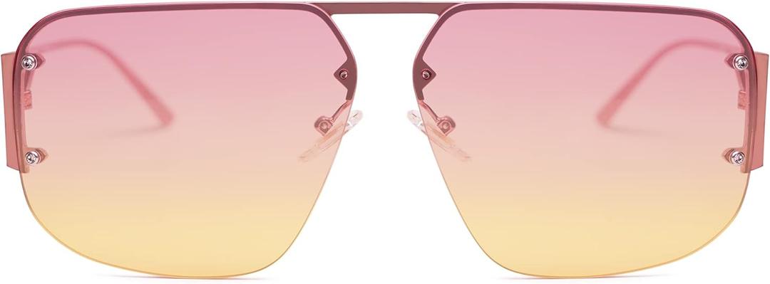 SOJOS Trendy Aviator Sunglasses Mens Womens Retro Metal Rimless Frame Shades Lentes De Sol Para Mujer (Pink)
