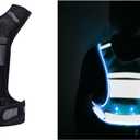 LED Safety Reflective Vest, USB Rechargeable Running Reflector Gear with Storage Pocket, Adjustable Vest (Black)