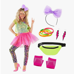 Morph 80s Outfit for Women 80s Costume Decades Day Outfits Womens 80 s Outfit for Party Halloween Disco Costume (Size-Large)