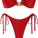 ZAFUL Bikini Sets for Women Strapless Top Sexy High Cut Bathing Suit Bandeau Two Piece Swimsuit String Beach Swim Suit 2026 M