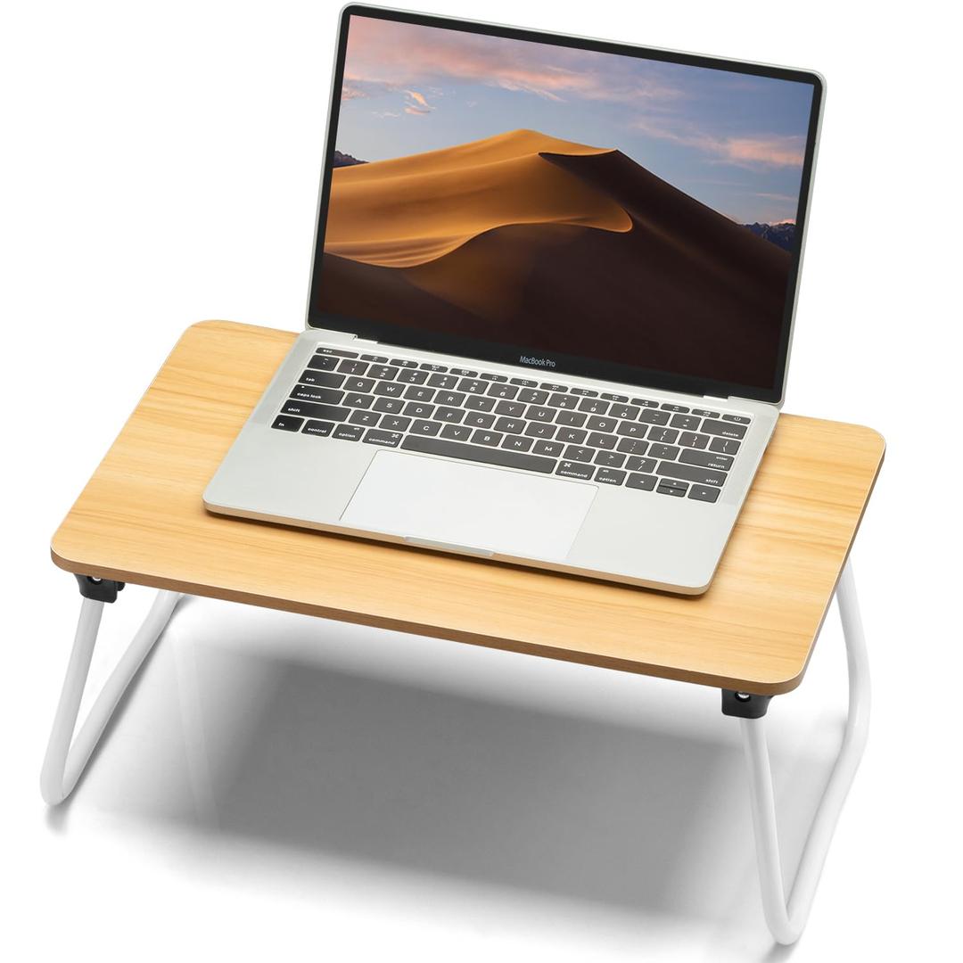 FISYOD Foldable Lap Desk, Laptop Bed Desk, Portable Bed Table, Laptop Stand for Bed & Couch, Lightweight & Mini - Oak