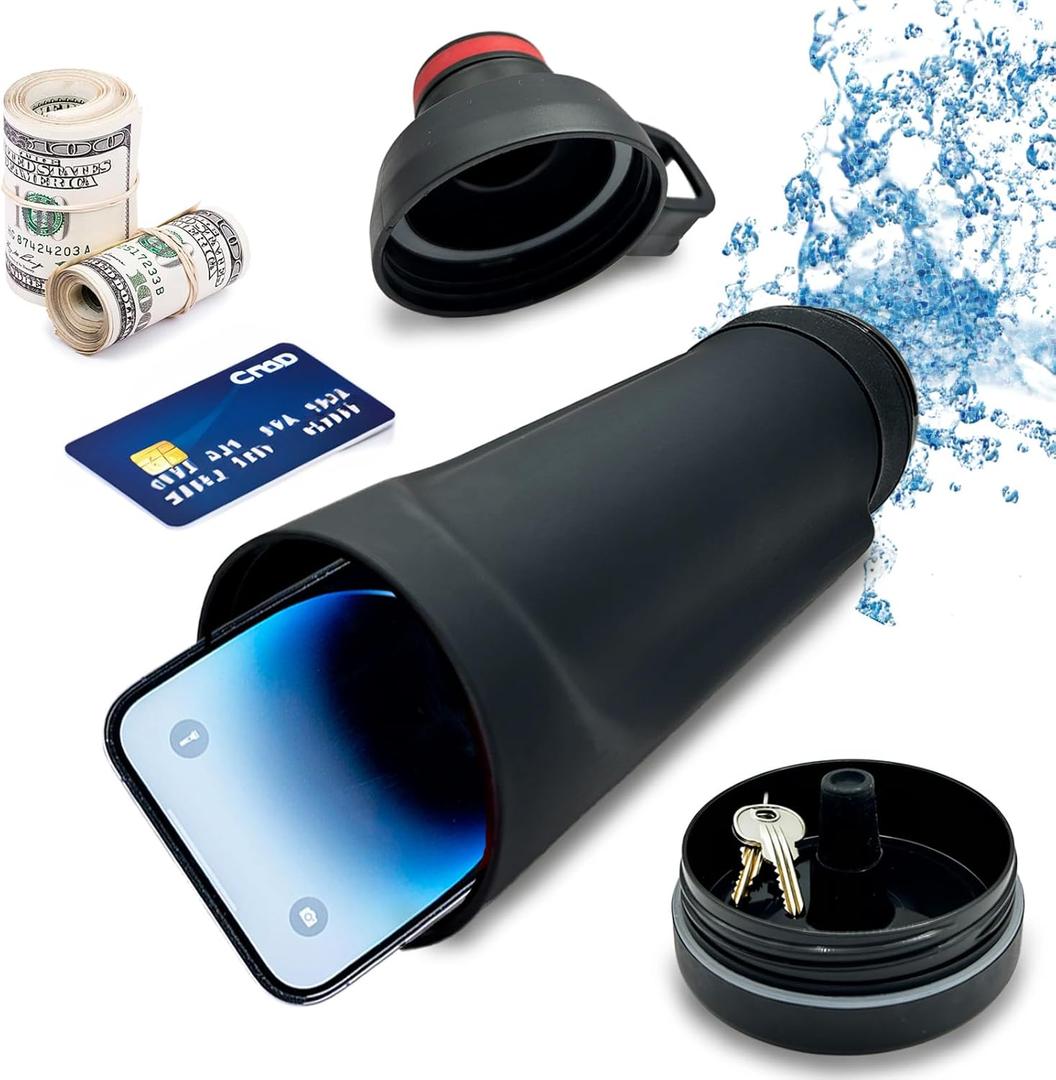Diversion Water Bottle with 13.5oz Capacity - Ultimate Hidden Compartment for Travel, Beach, Car to Store Valuables like Jewelry, Cash, Money, Coins, Car Keys - Storage Home Security - Black