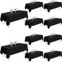 10 Pack Black Tablecloths 60x102 Inch Heavy-Duty Polyester Table Cloths for 6 Foot Rectangle Tables, Reusable Washable Tablecloths Rectangular for Weddings, Parties, Banquets (10PC-60x102 In6FT)